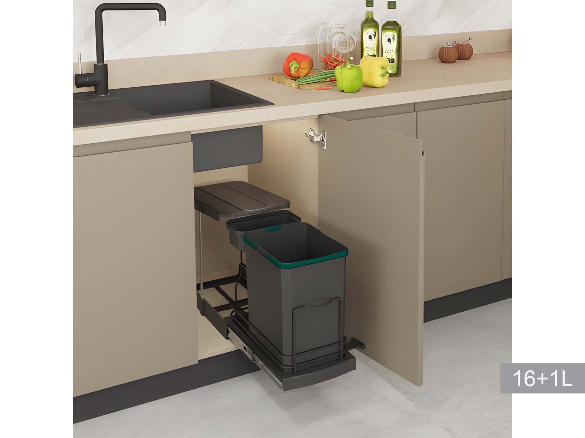 Изтеглящ кош за вграждане 16+1л S-2391 400мм